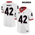 Women's Georgia Bulldogs NCAA #42 Mitchell Werntz Nike Stitched White Legend Authentic College Football Jersey VGU2854KZ